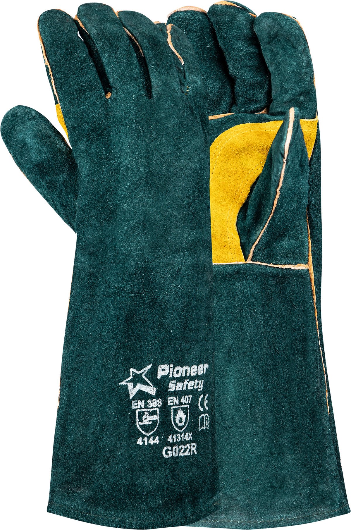 Leather Green Reinforced Palm - Gauntlet